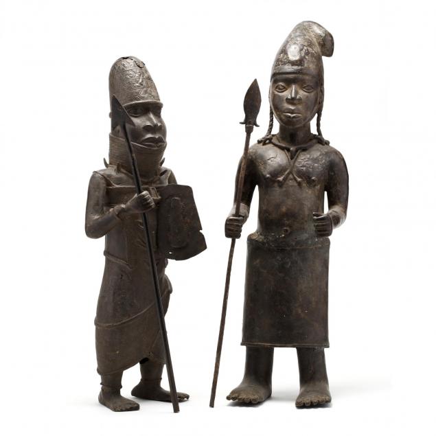 two-bronze-benin-guards