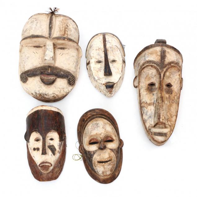 five-african-carved-and-painted-tribal-masks