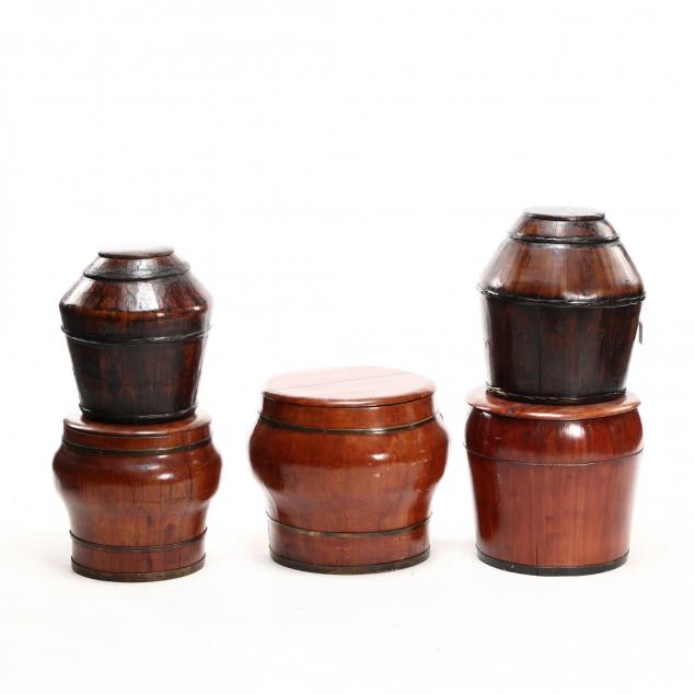 five-chinese-lidded-storage-buckets