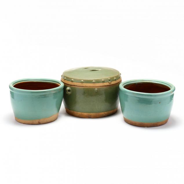 three-chinese-green-celadon-storage-jars
