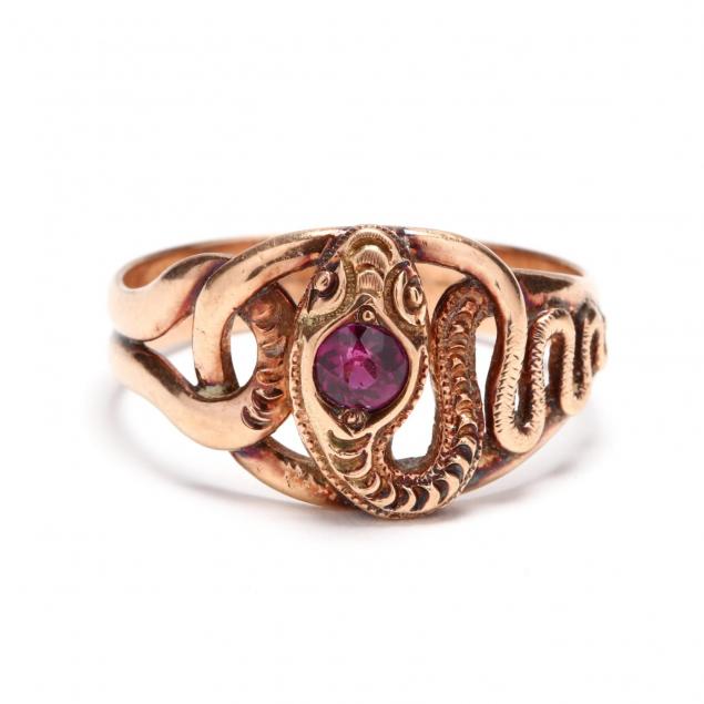 14kt-gold-and-garnet-snake-ring