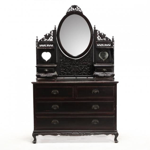 chinese-chippendale-dresser-with-mirror