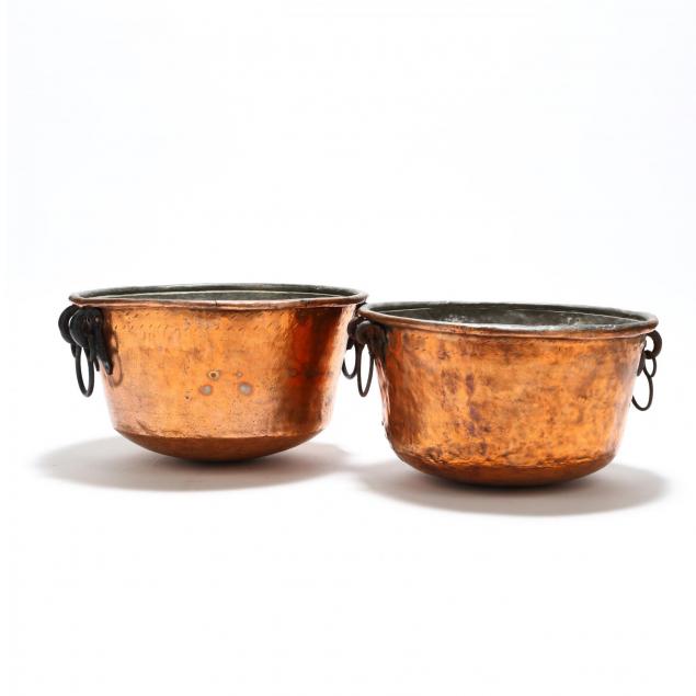 two-large-hand-hammered-copper-cauldrons