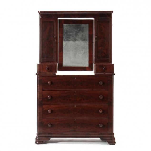 attributed-to-thomas-day-bureau-with-centered-mirror-and-storage-cabinet-supports