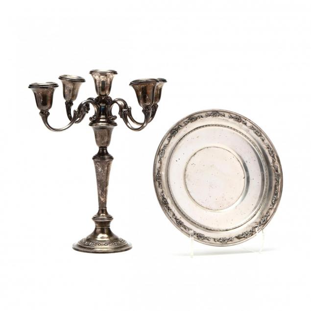 gorham-strasbourg-sterling-silver-candelabrum-and-cake-plate