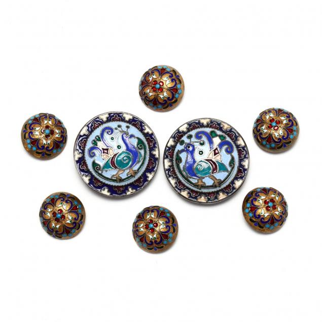 eight-russian-imperial-enameled-silver-buttons