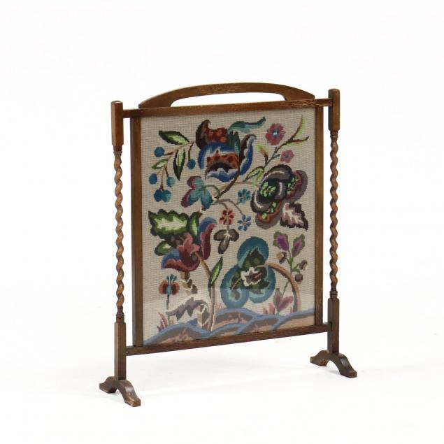 vintage-needlepoint-and-barley-twist-fire-screen