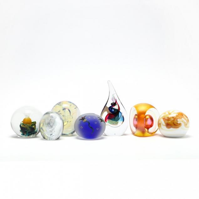 seven-modern-art-glass-paperweights