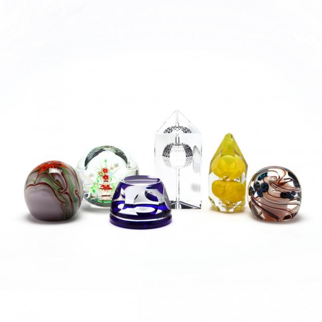 group-of-six-signed-paperweights