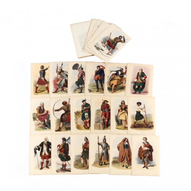 group-of-24-hand-colored-lithograph-plates-from-mcian-s-i-clans-of-the-scottish-highlands-i