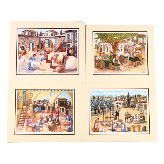 yiannis-pelekanos-cypriot-b-1937-four-lithographs