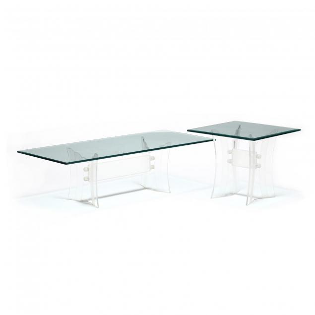 two-vintage-lucite-and-glass-low-tables