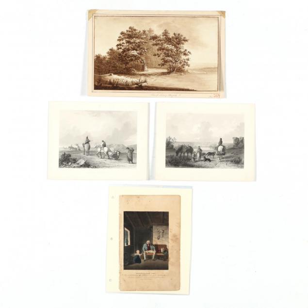group-of-four-antique-works-on-paper