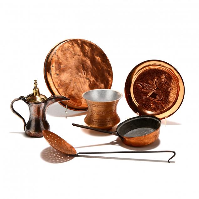 group-of-copper-and-metal-kitchenware