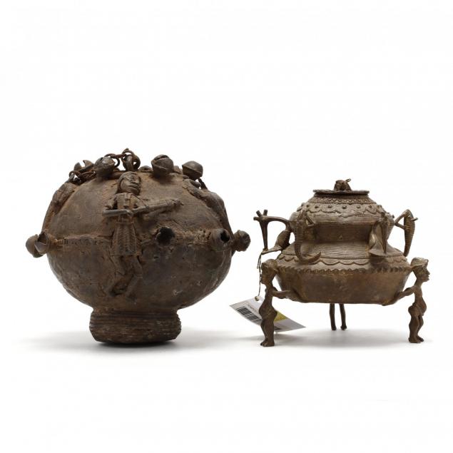 two-african-metal-vessels-one-hanging