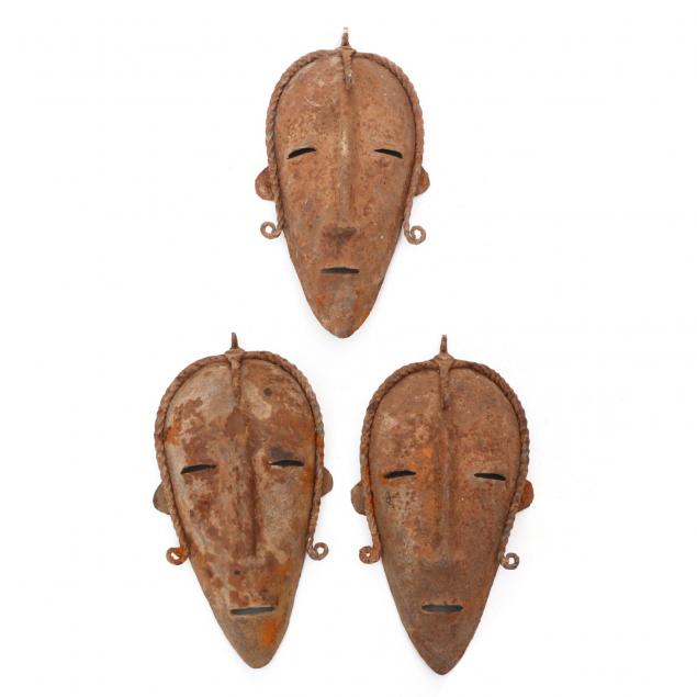 three-bambara-forged-iron-face-masks-mali
