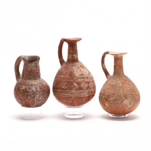 three-cypriot-early-bronze-age-polished-red-ware-bottles