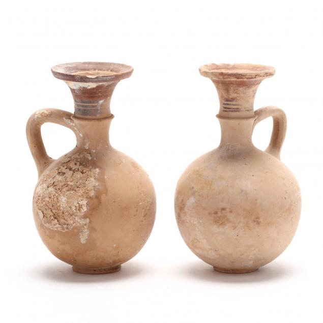 pair-of-cypro-geometric-creme-ware-pottery-flasks