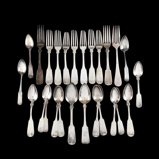 a-group-of-coin-silver-and-silverplate-flatware
