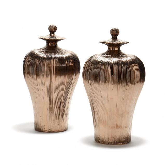 pair-of-designer-bronzed-glaze-large-lidded-urns