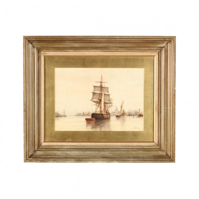 frederick-james-aldridge-british-1850-1933-harbor-scene-with-ship