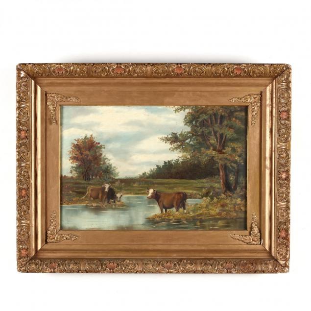 an-antique-folk-art-painting-of-cattle-watering
