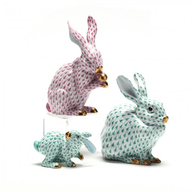 herend-group-of-bunny-porcelain-figures