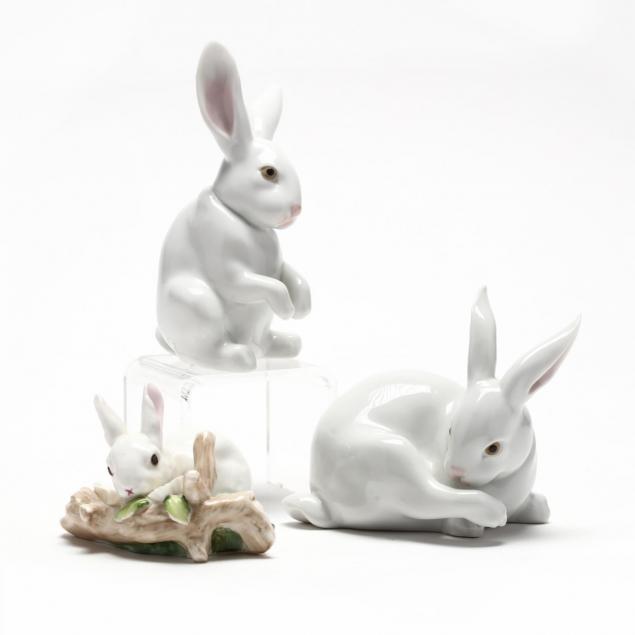 three-porcelain-bunny-figurines