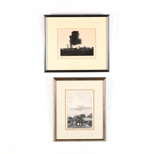 two-american-landscape-lithographs-robert-kipniss-b-1931-and-albert-w-barker-1874-1947