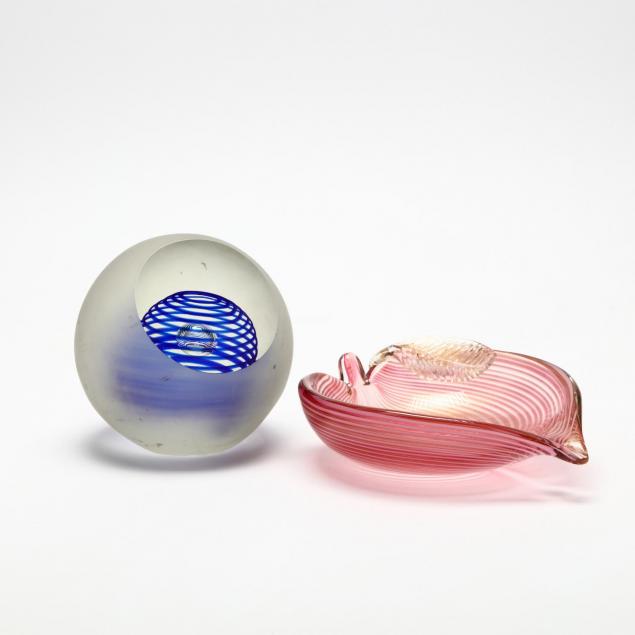 murano-bowl-and-large-glass-paperweight