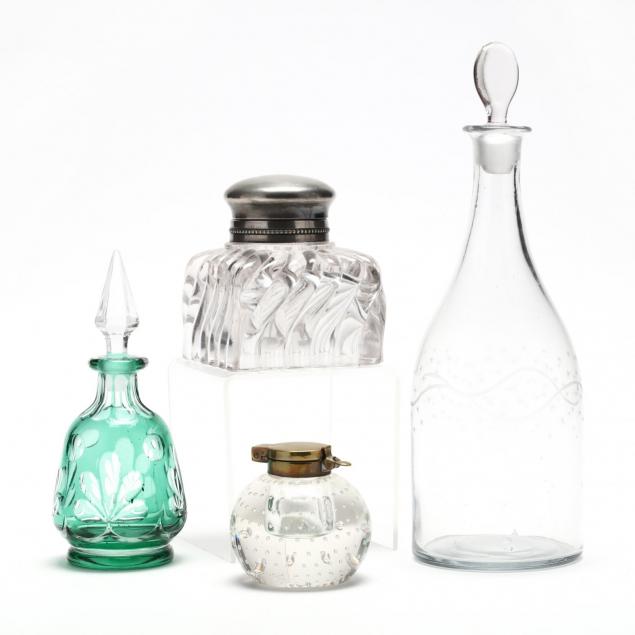group-of-antique-glass-bottles-and-inkwell