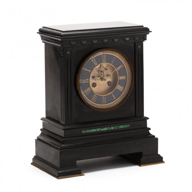 french-antique-slate-and-malachite-mantel-clock