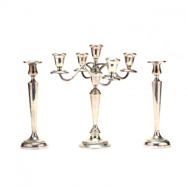 sterling-silver-candelabrum-and-pair-of-candlesticks