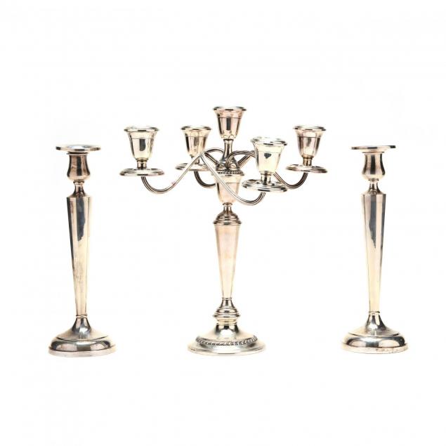 sterling-silver-candelabrum-and-pair-of-candlesticks