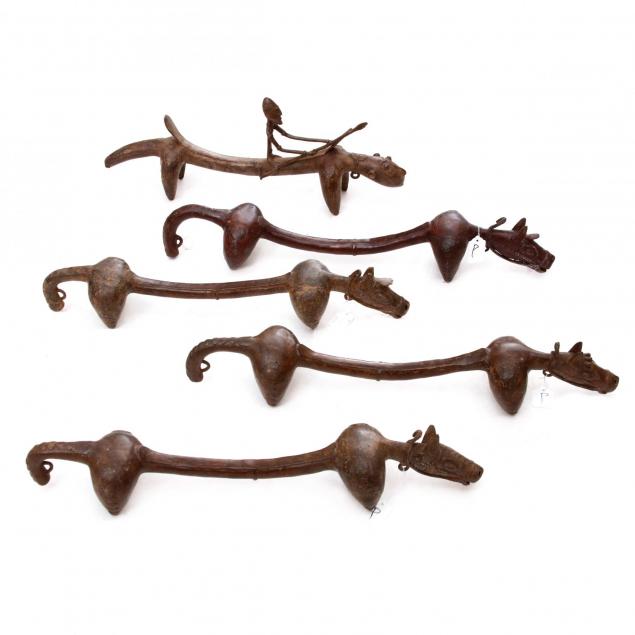 five-dogon-bronze-horse-headrests