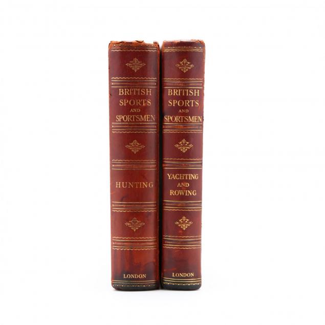 two-deluxe-antique-leather-bound-books-pertaining-to-british-sport