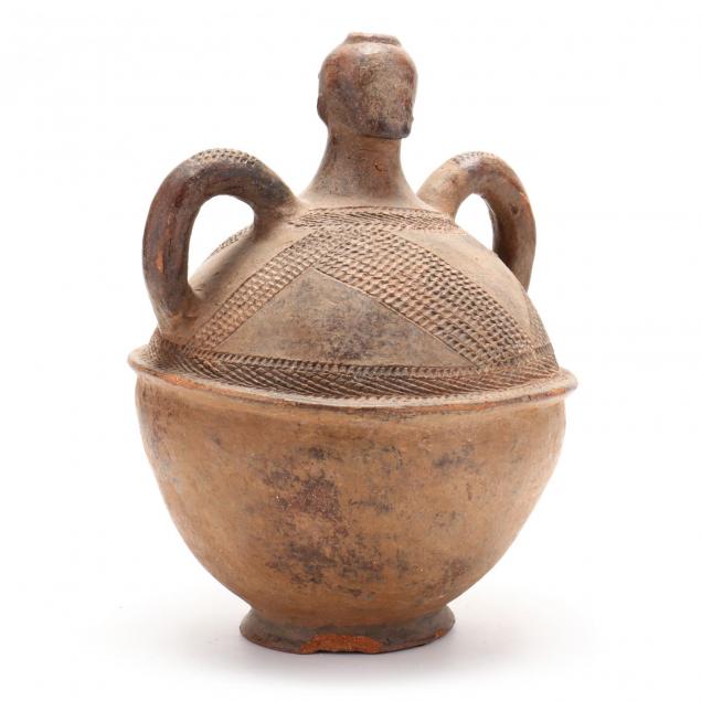 african-figural-terra-cotta-two-handled-vessel