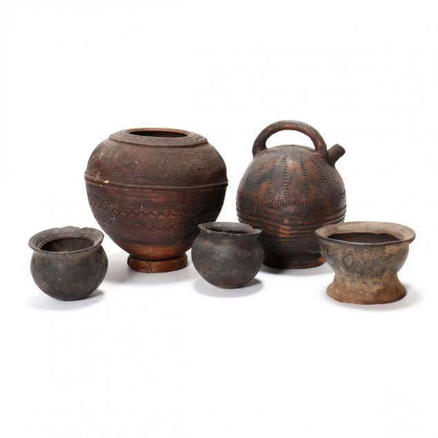 five-west-african-clay-pots