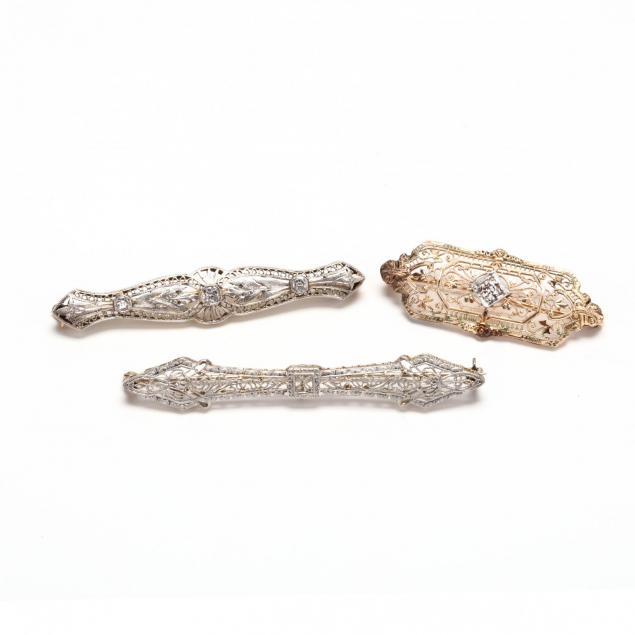 three-antique-brooches