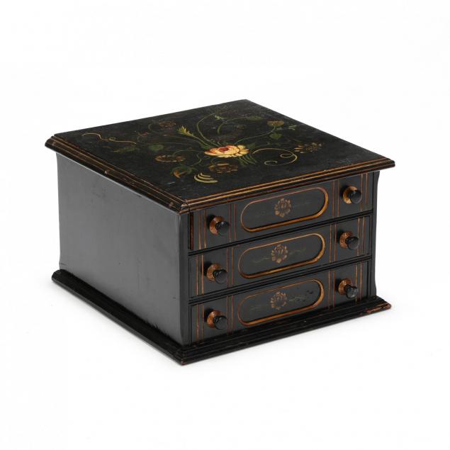 antique-stenciled-spool-cabinet
