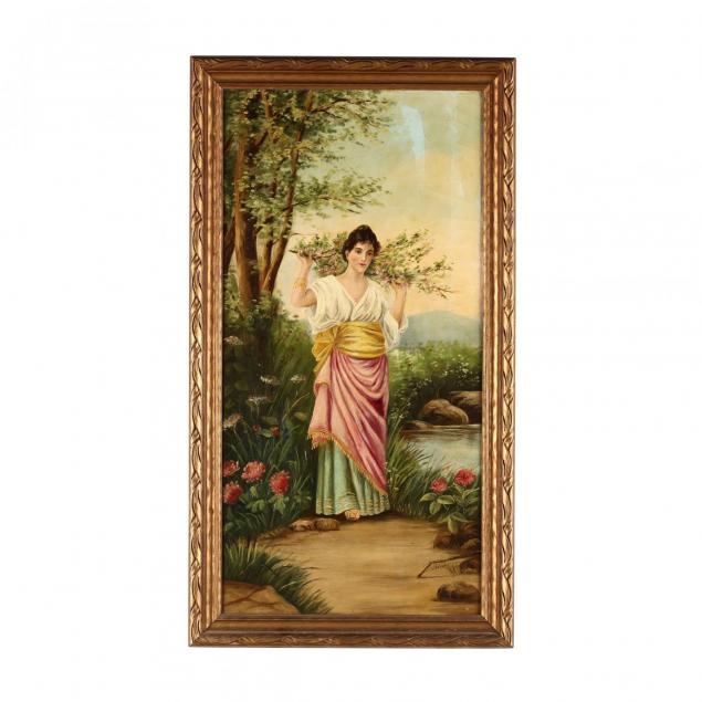 an-antique-american-school-painting-of-a-young-beauty-with-flowers