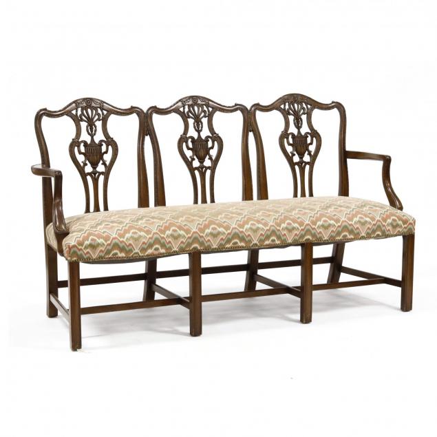 chippendale-style-mahogany-triple-back-settee