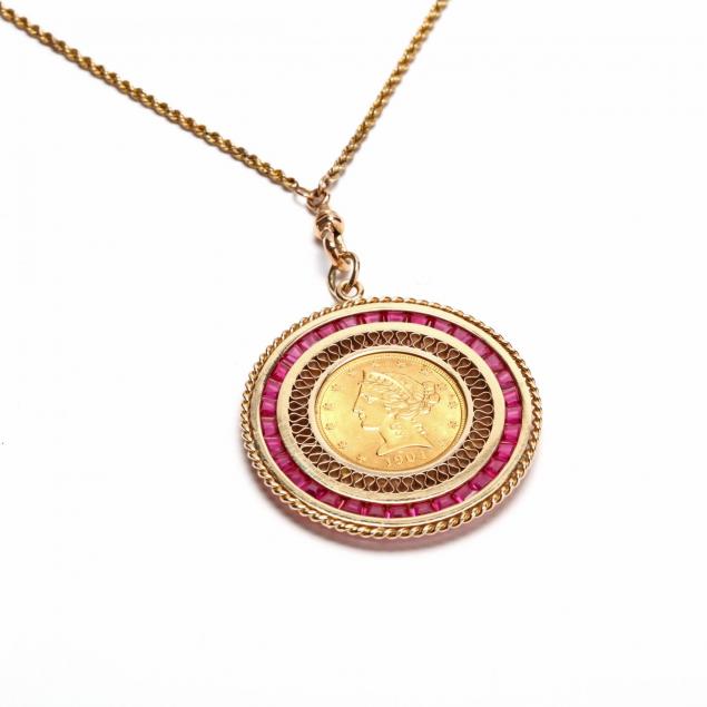 14kt-gold-and-synthetic-ruby-coin-necklace