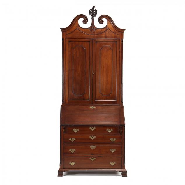 southern-chippendale-walnut-desk-and-bookcase