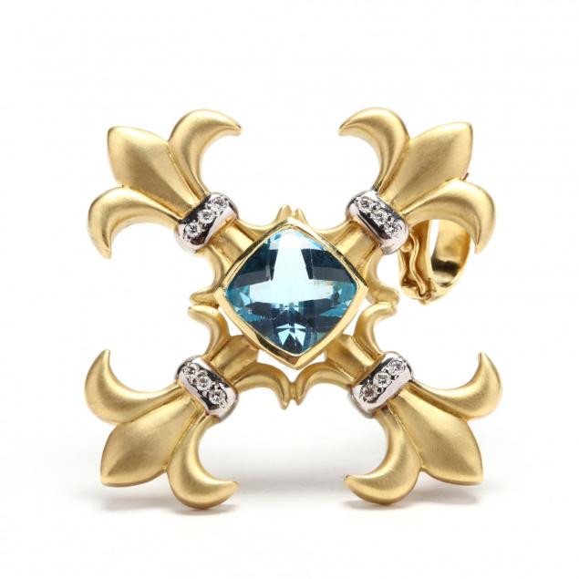 18kt-gold-blue-topaz-and-diamond-brooch-pendant-maz