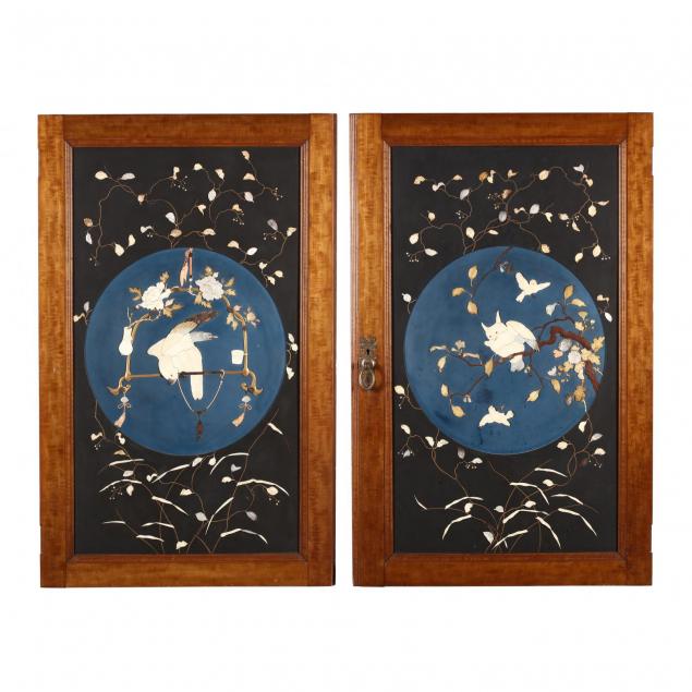 two-meiji-period-japanese-i-shibayama-i-inlay-lacquered-wood-panels