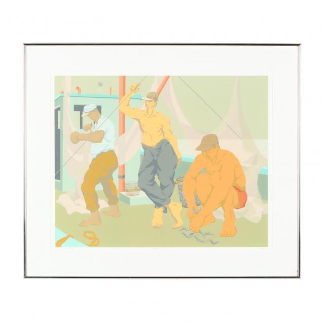 claude-howell-nc-1915-1997-i-three-men-on-a-shrimper-i