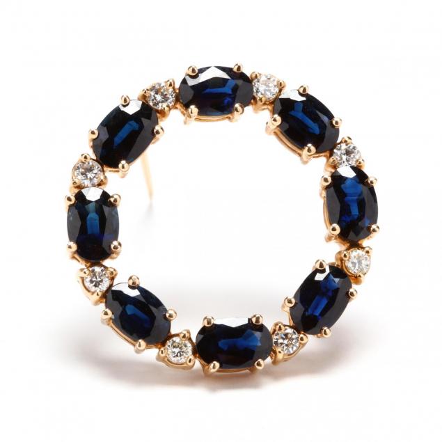 14kt-gold-sapphire-and-diamond-circle-brooch