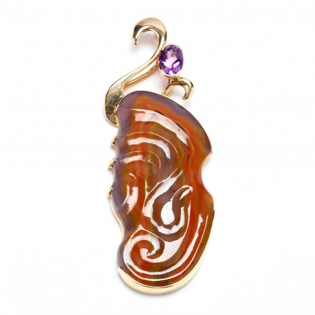 14kt-gold-moctezuma-agate-and-amethyst-pendant-signed