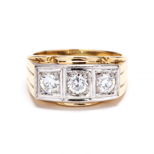 gent-s-two-color-18kt-gold-three-stone-diamond-ring